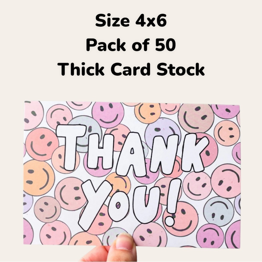 50 Pack 4x6 THANK YOU INSERTS, Thick Card Stock Blank on Back TOP SELLER